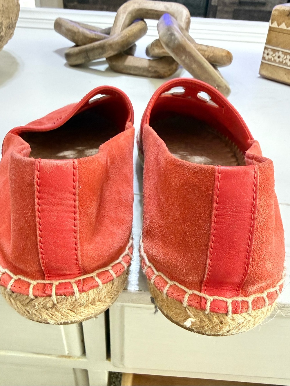($225) TORY BURCH Sydney Orange Suede Espadrille Flats 10 - Picture 10 of 13